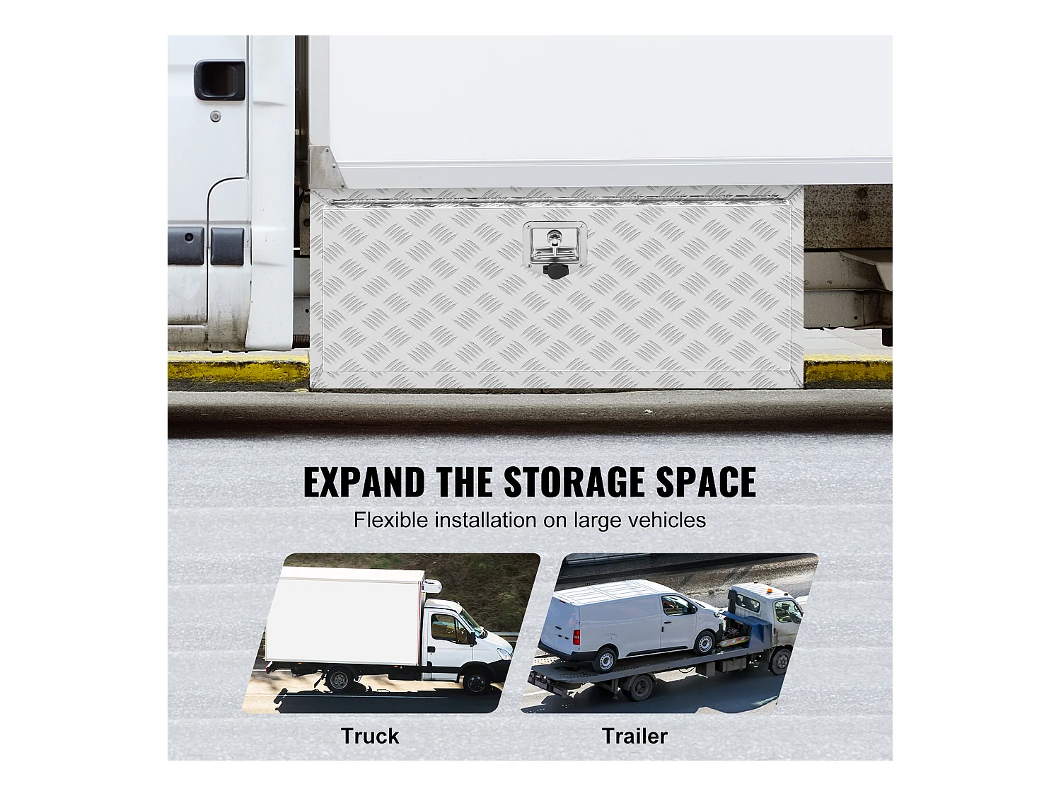 Boîte à Outils en Aluminium pour Sous-Caisse de Camion SucceBuy, 91,4×43×46 cm, pour Remorque RV