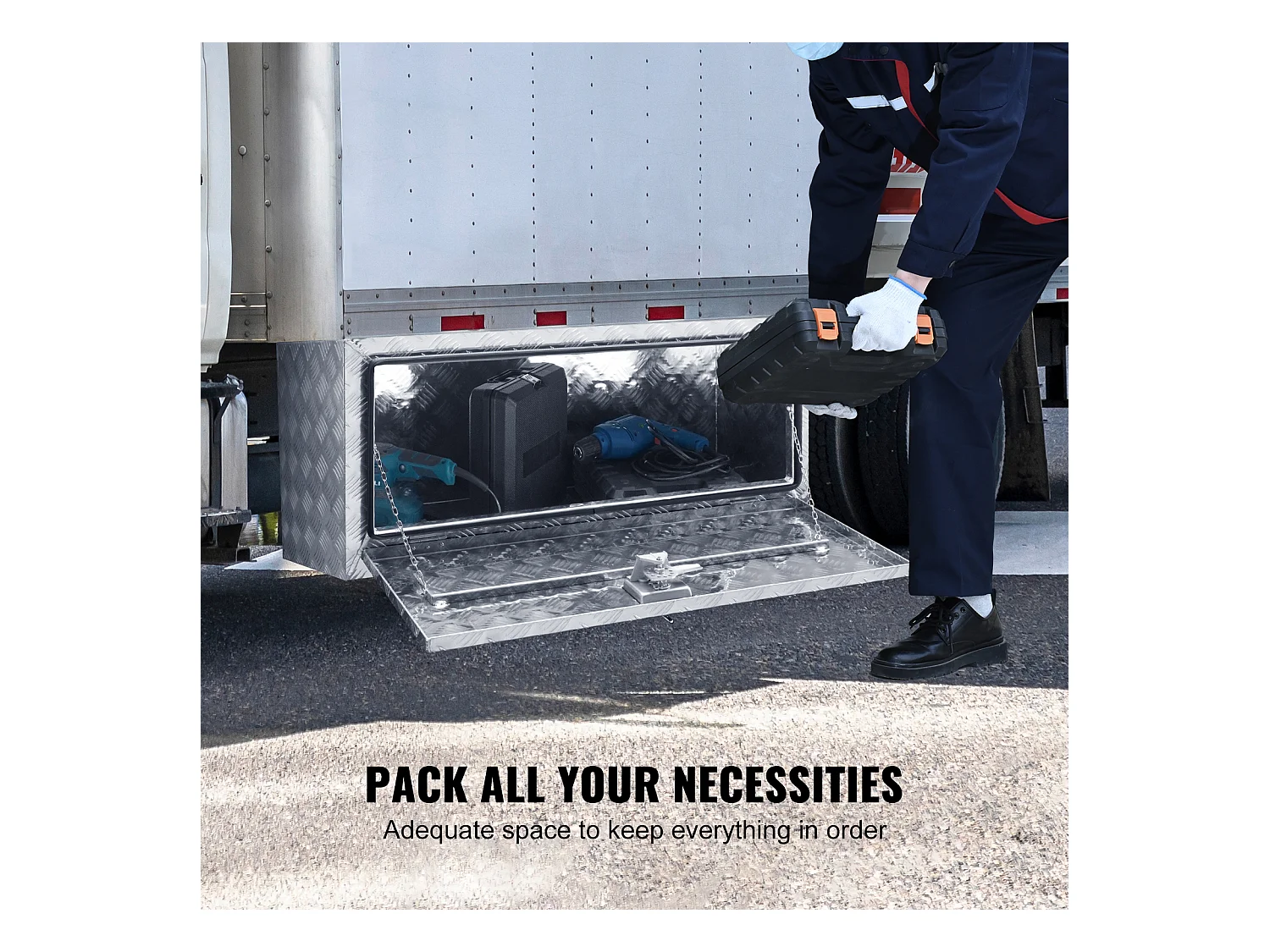 Boîte à Outils en Aluminium pour Sous-Caisse de Camion SucceBuy, 91,4×43×46 cm, pour Remorque RV