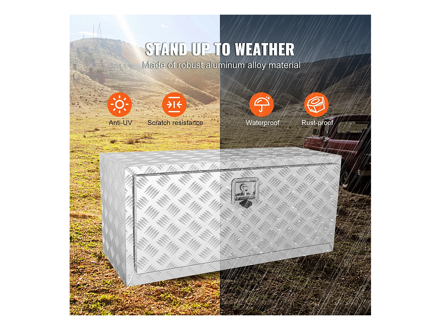 Boîte à Outils en Aluminium pour Sous-Caisse de Camion SucceBuy, 91,4×43×46 cm, pour Remorque RV