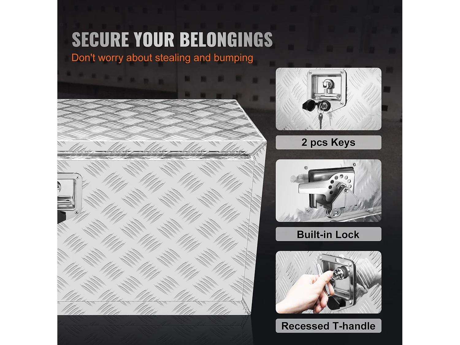 Boîte à Outils en Aluminium pour Sous-Caisse de Camion SucceBuy, 91,4×43×46 cm, pour Remorque RV