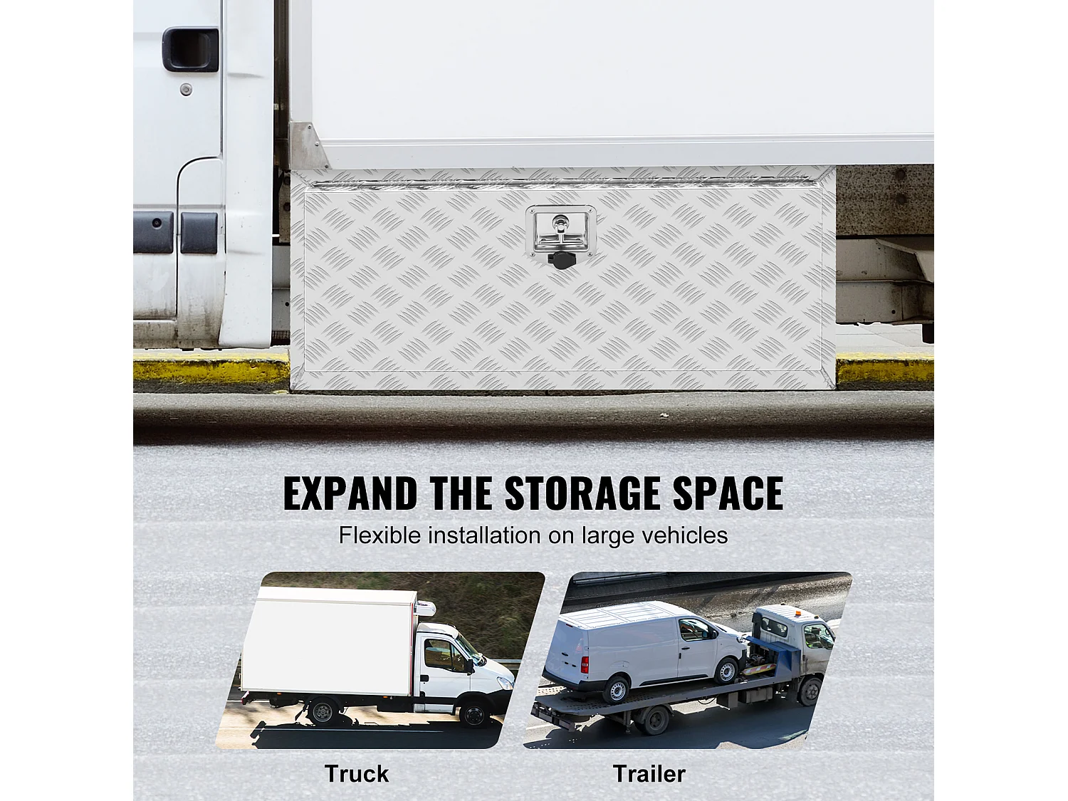 Boîte à Outils en Aluminium pour Sous-Caisse de Camion SucceBuy, 91,4×43×46 cm, pour Remorque RV