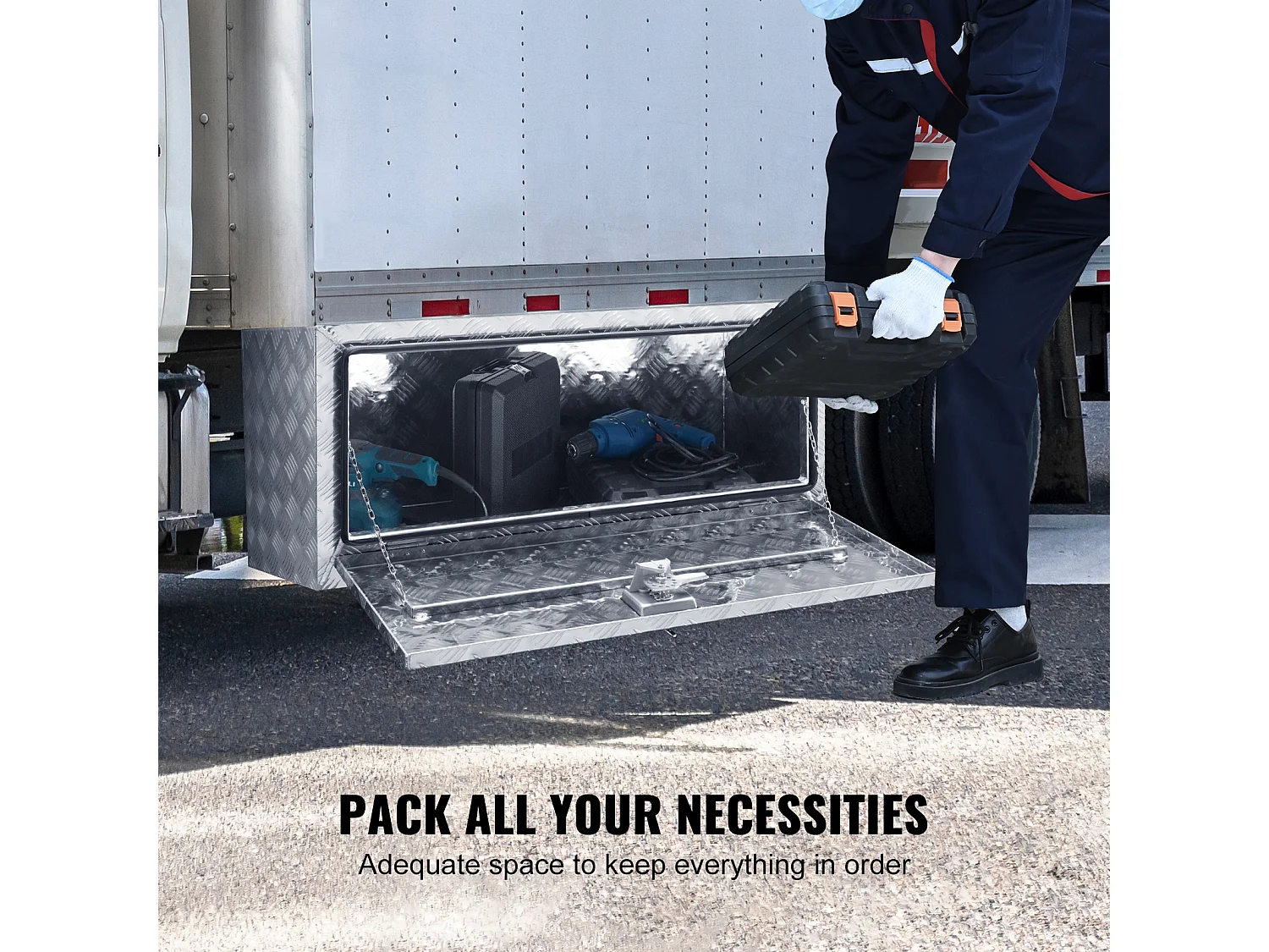 Boîte à Outils en Aluminium pour Sous-Caisse de Camion SucceBuy, 91,4×43×46 cm, pour Remorque RV