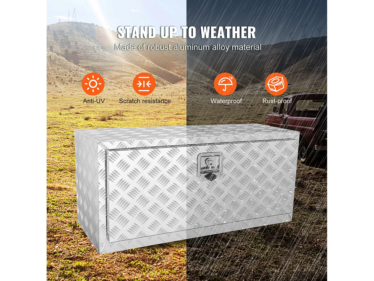 Boîte à Outils en Aluminium pour Sous-Caisse de Camion SucceBuy, 91,4×43×46 cm, pour Remorque RV