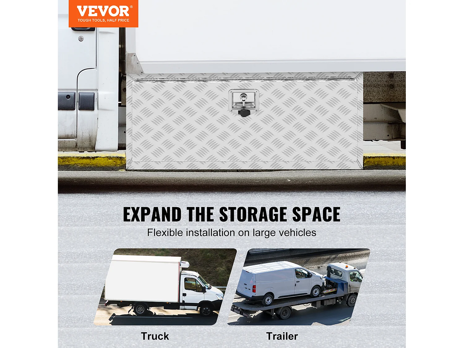 LKW-Werkzeugkasten aus Aluminium für Unterboden SucceBuy, 91,4×43×46 cm, für RV-Anhänger