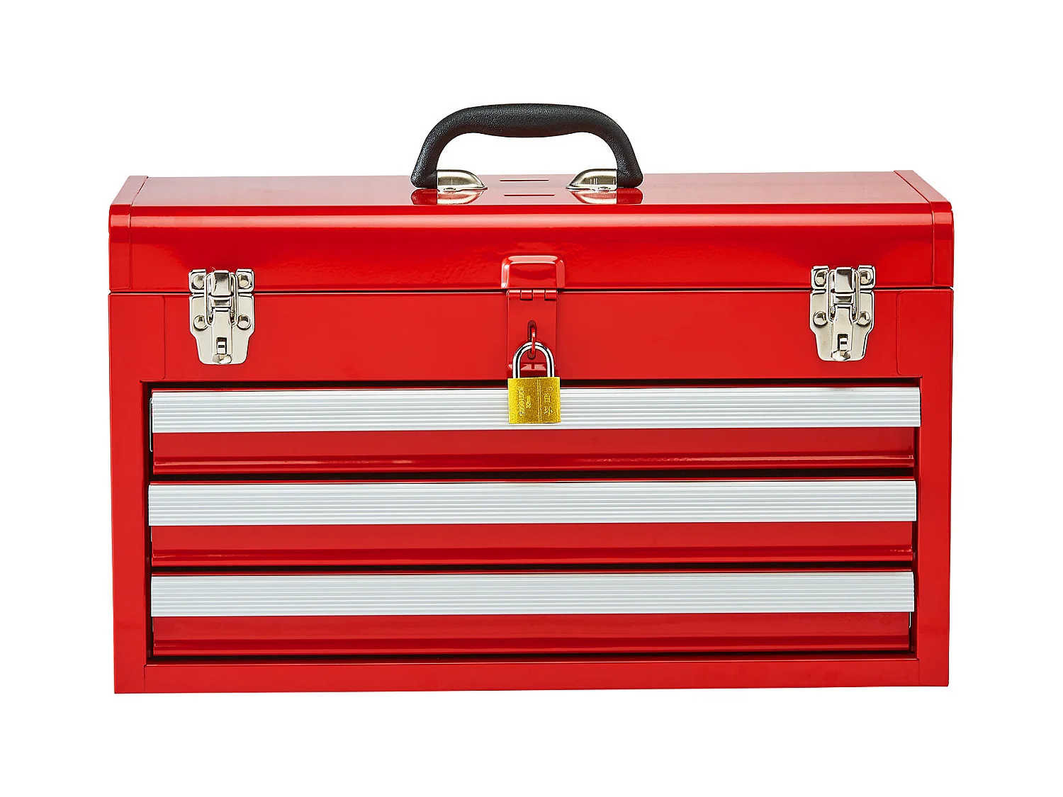 Boîte à Outils Portable en Métal SucceBuy, 520 mm à 3 Tiroirs, Rouge