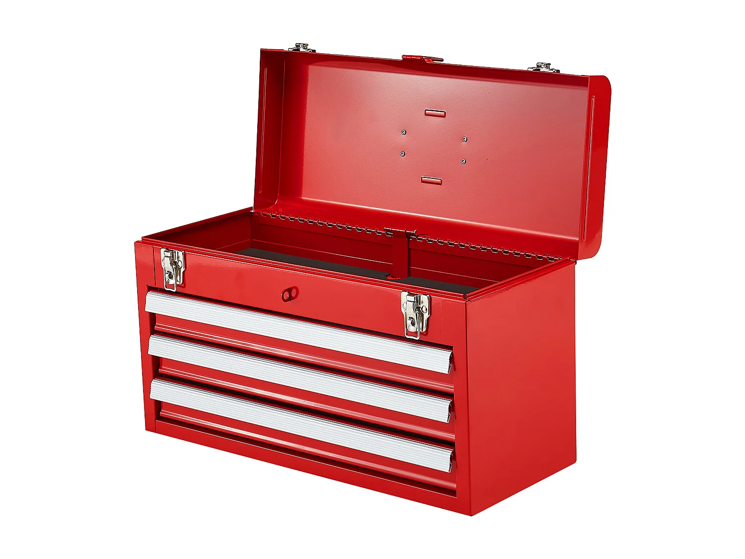 Boîte à Outils Portable en Métal SucceBuy, 520 mm à 3 Tiroirs, Rouge