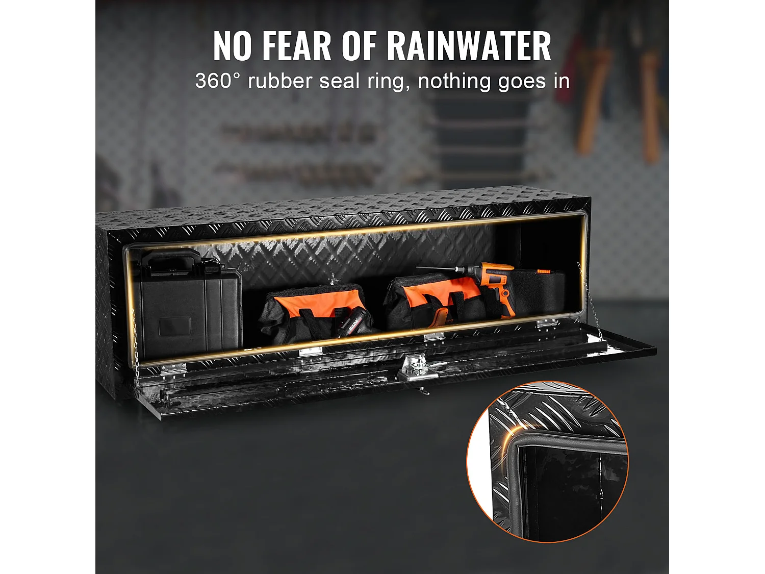 Boîte à Outils en Aluminium pour Sous-Caisse de Camion SucceBuy, 152,4x43,2x45,7 cm, Rangement pour Remorque