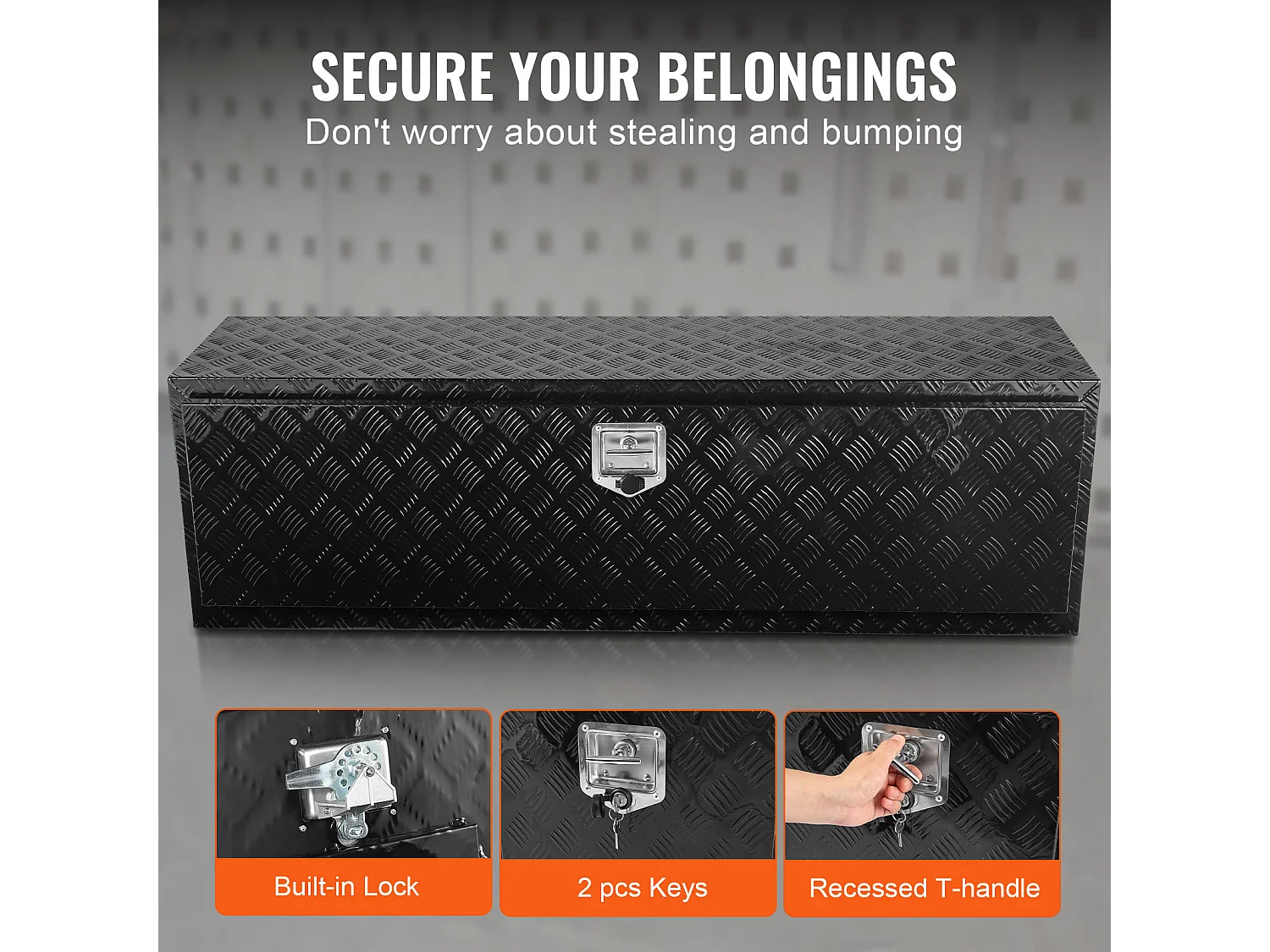 Boîte à Outils en Aluminium pour Sous-Caisse de Camion SucceBuy, 152,4x43,2x45,7 cm, Rangement pour Remorque