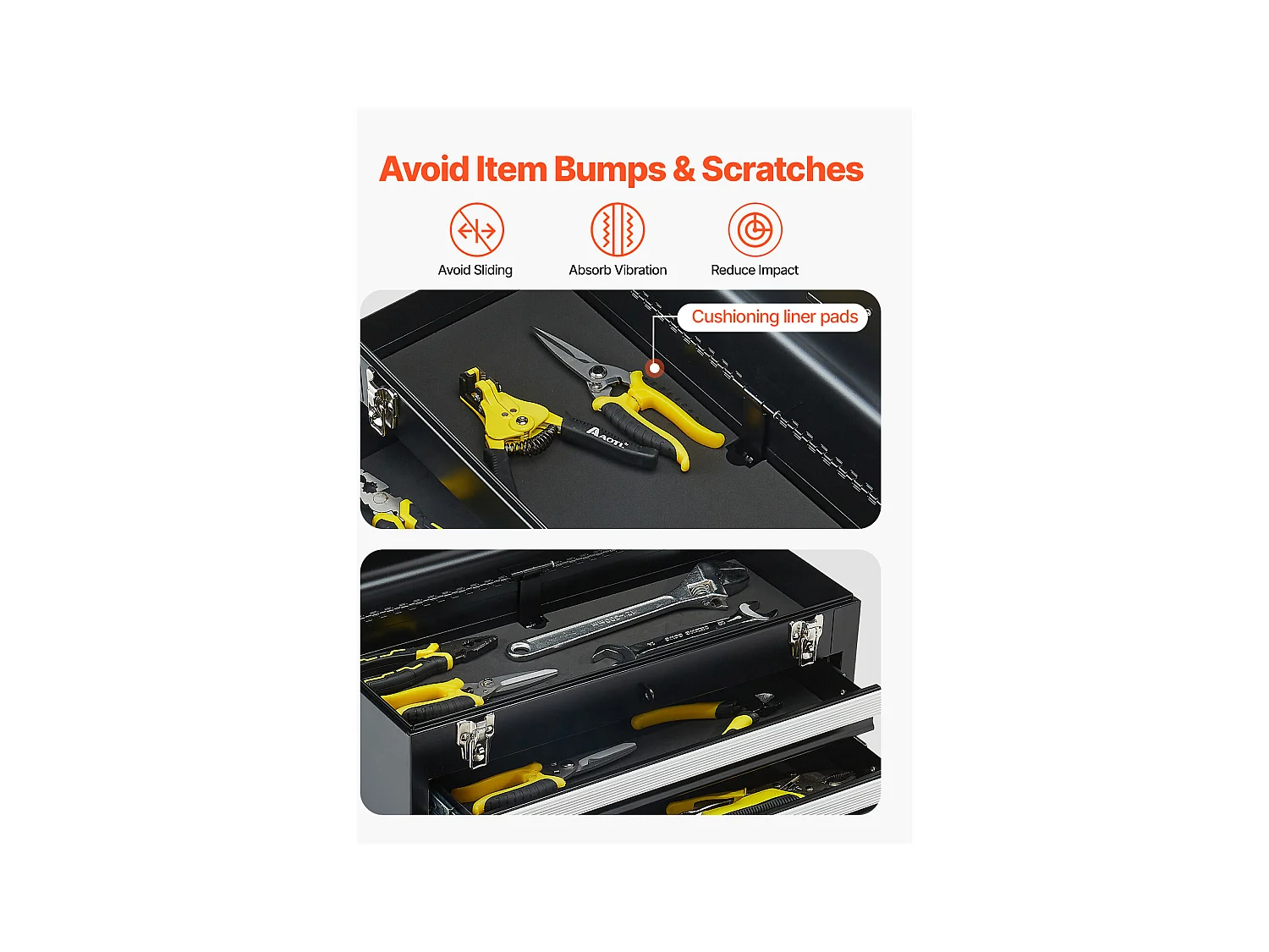 Boîte à Outils Portable en Métal SucceBuy, 520 mm avec 3 Tiroirs