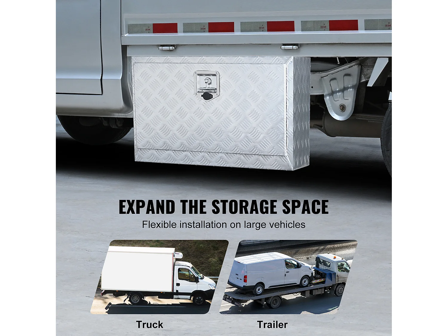 Boîte à Outils en Aluminium pour Sous-Caisse de Camion SucceBuy, 76,2 x 35,6 x 40,6 cm, Stockage pour Remorques et Camping-Cars