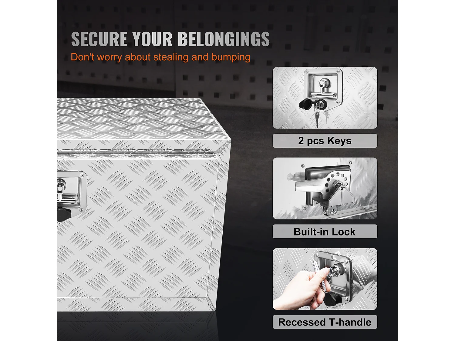 Boîte à Outils en Aluminium pour Sous-Caisse de Camion SucceBuy, 76,2 x 35,6 x 40,6 cm, Stockage pour Remorques et Camping-Cars