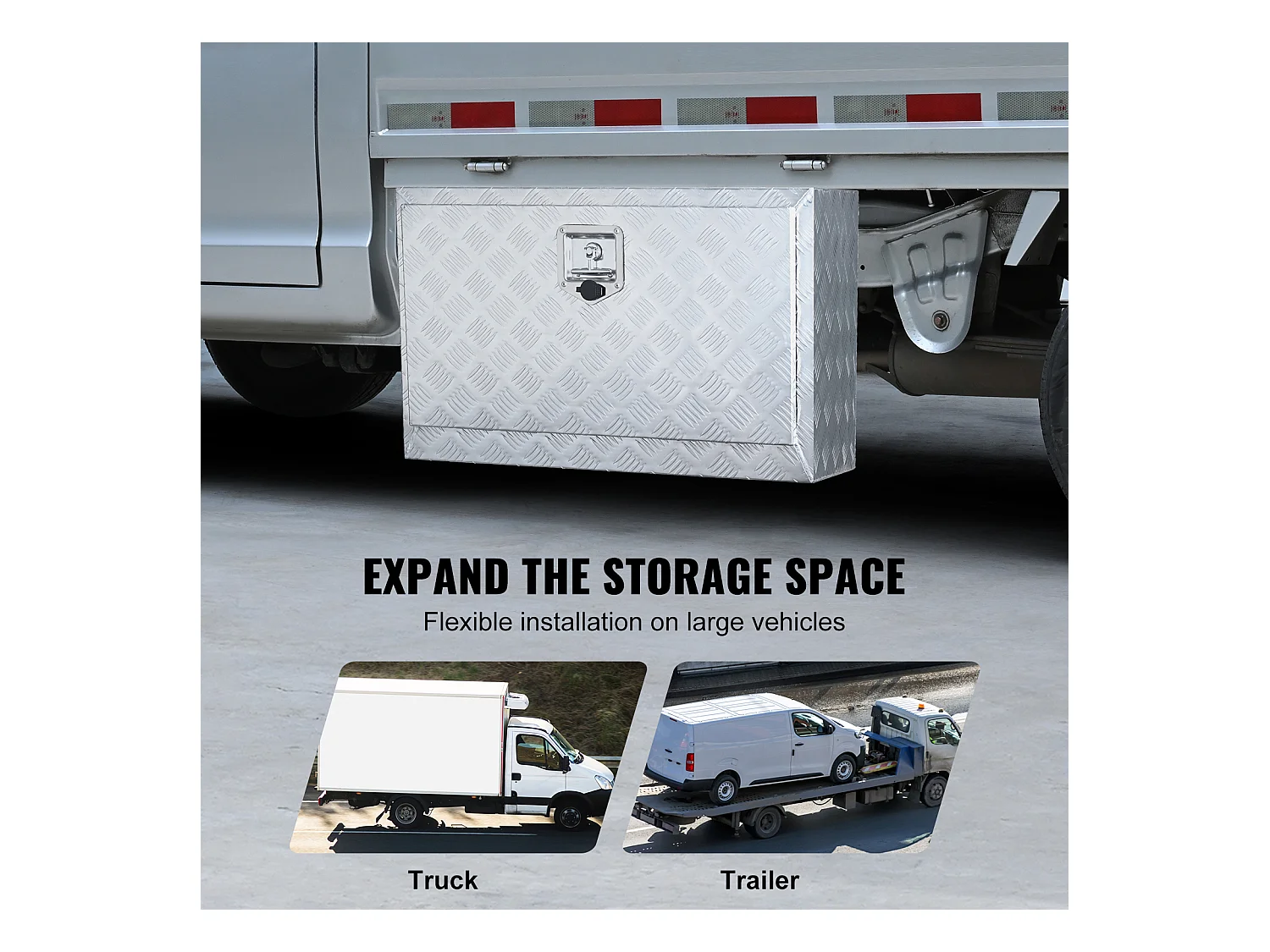 Boîte à Outils en Aluminium pour Sous-Caisse de Camion SucceBuy, 76,2 x 35,6 x 40,6 cm, Stockage pour Remorques et Camping-Cars