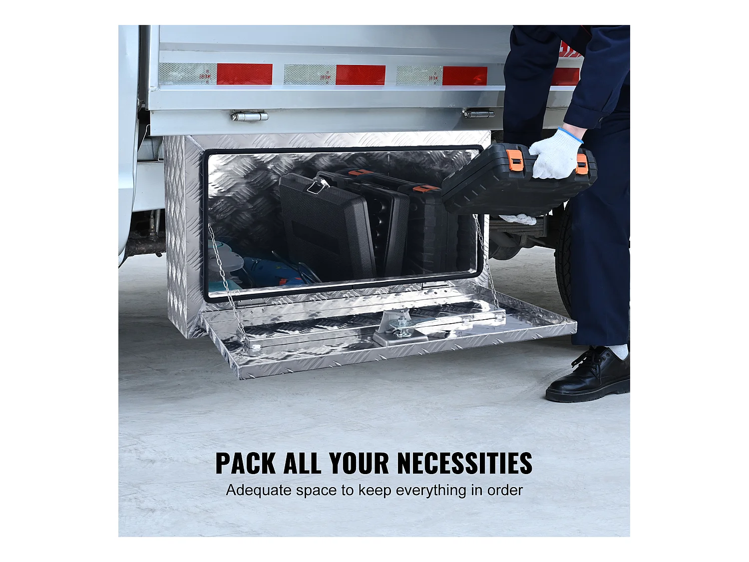 Boîte à Outils en Aluminium pour Sous-Caisse de Camion SucceBuy, 76,2 x 35,6 x 40,6 cm, Stockage pour Remorques et Camping-Cars