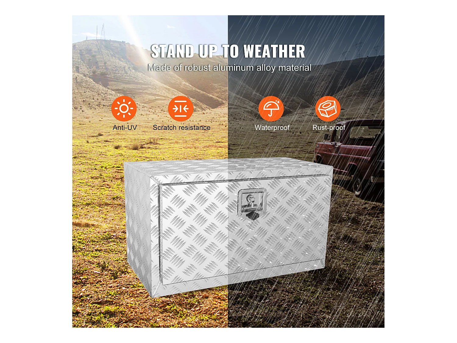 Boîte à Outils en Aluminium pour Sous-Caisse de Camion SucceBuy, 76,2 x 35,6 x 40,6 cm, Stockage pour Remorques et Camping-Cars