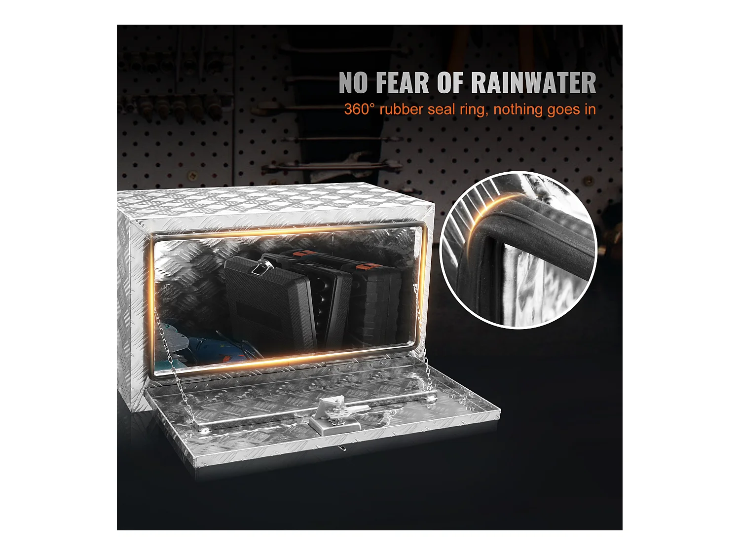 Boîte à Outils en Aluminium pour Sous-Caisse de Camion SucceBuy, 76,2 x 35,6 x 40,6 cm, Stockage pour Remorques et Camping-Cars