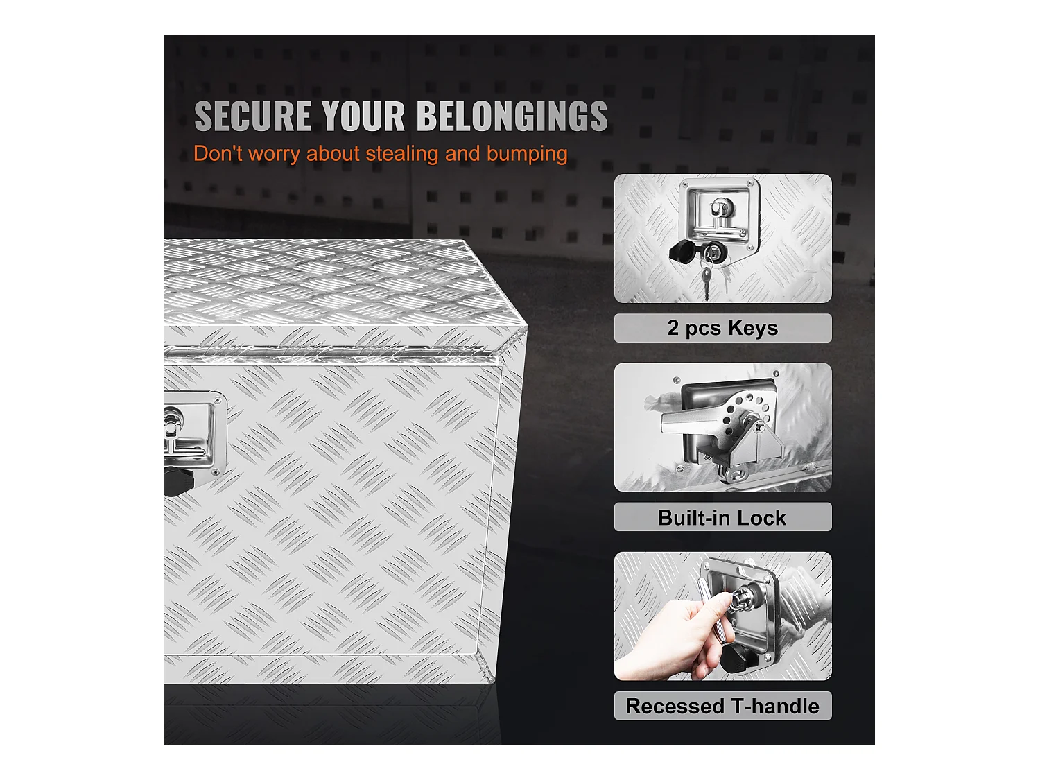 Boîte à Outils en Aluminium pour Sous-Caisse de Camion SucceBuy, 76,2 x 35,6 x 40,6 cm, Stockage pour Remorques et Camping-Cars