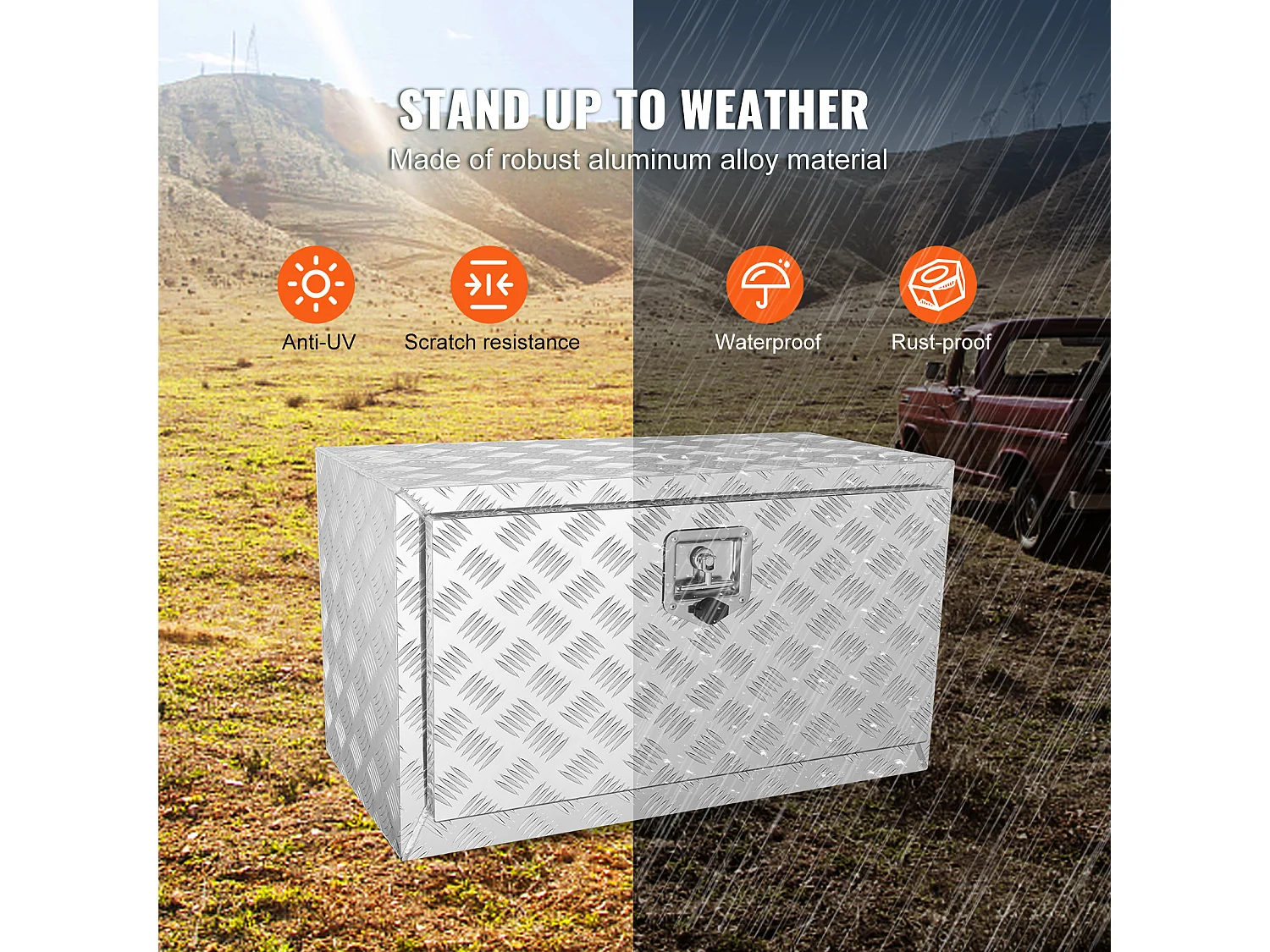 Caixa de Ferramentas de Alumínio para Camião SucceBuy, 76,2 x 35,6 x 40,6 cm, Arrumação para Reboques e Autocaravanas