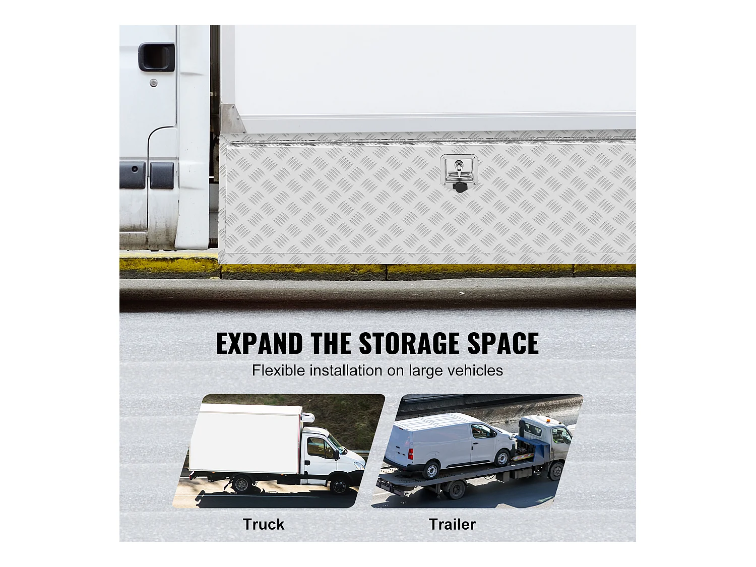 Boîte à Outils en Aluminium pour Sous-Caisse de Camion SucceBuy, 152,4×43,2×45,7 cm, pour Remorque RV