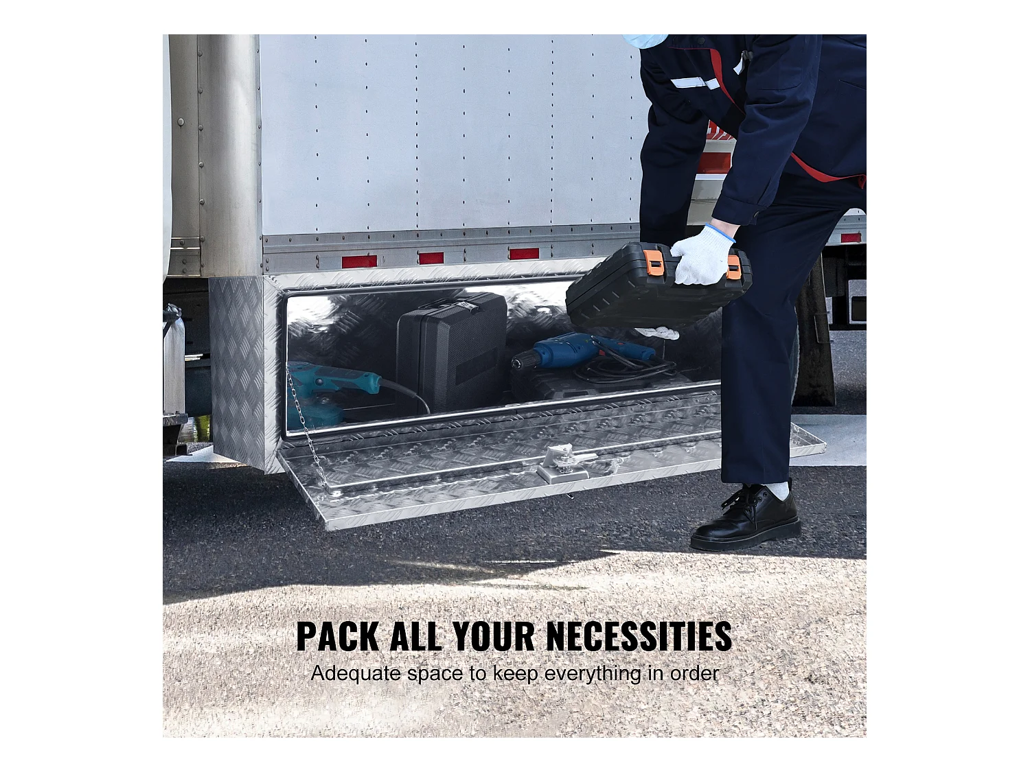 Boîte à Outils en Aluminium pour Sous-Caisse de Camion SucceBuy, 152,4×43,2×45,7 cm, pour Remorque RV