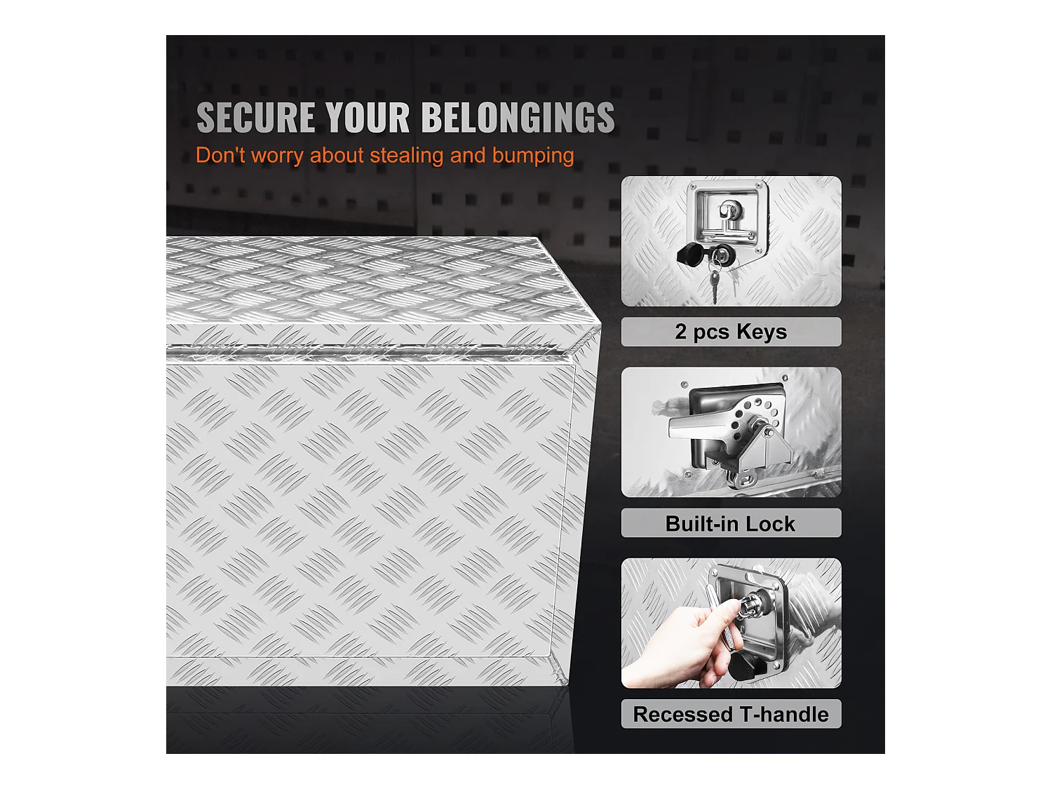 Boîte à Outils en Aluminium pour Sous-Caisse de Camion SucceBuy, 152,4×43,2×45,7 cm, pour Remorque RV