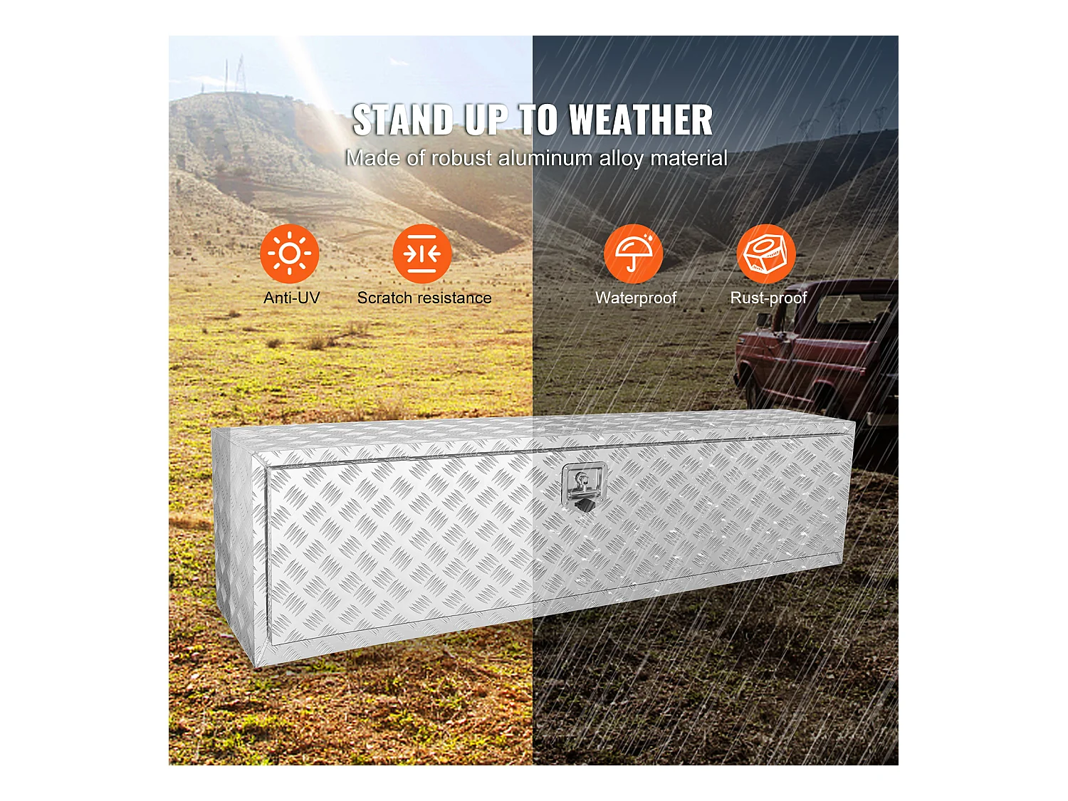 Boîte à Outils en Aluminium pour Sous-Caisse de Camion SucceBuy, 152,4×43,2×45,7 cm, pour Remorque RV