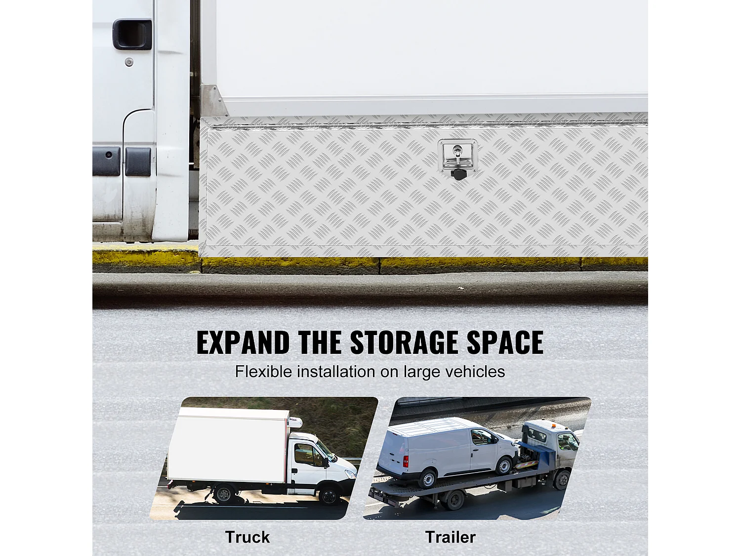 Boîte à Outils en Aluminium pour Sous-Caisse de Camion SucceBuy, 152,4×43,2×45,7 cm, pour Remorque RV