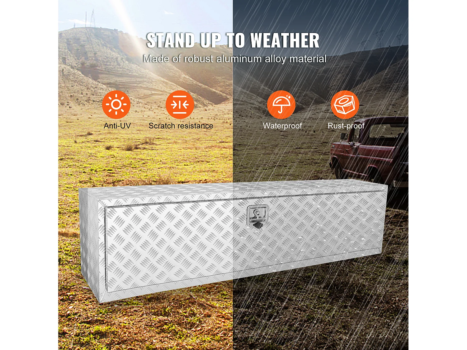 Boîte à Outils en Aluminium pour Sous-Caisse de Camion SucceBuy, 152,4×43,2×45,7 cm, pour Remorque RV