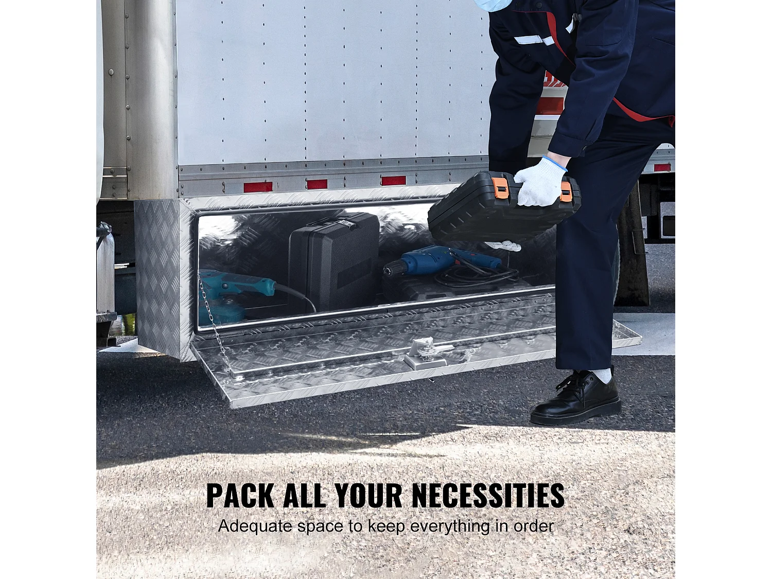 Boîte à Outils en Aluminium pour Sous-Caisse de Camion SucceBuy, 152,4×43,2×45,7 cm, pour Remorque RV
