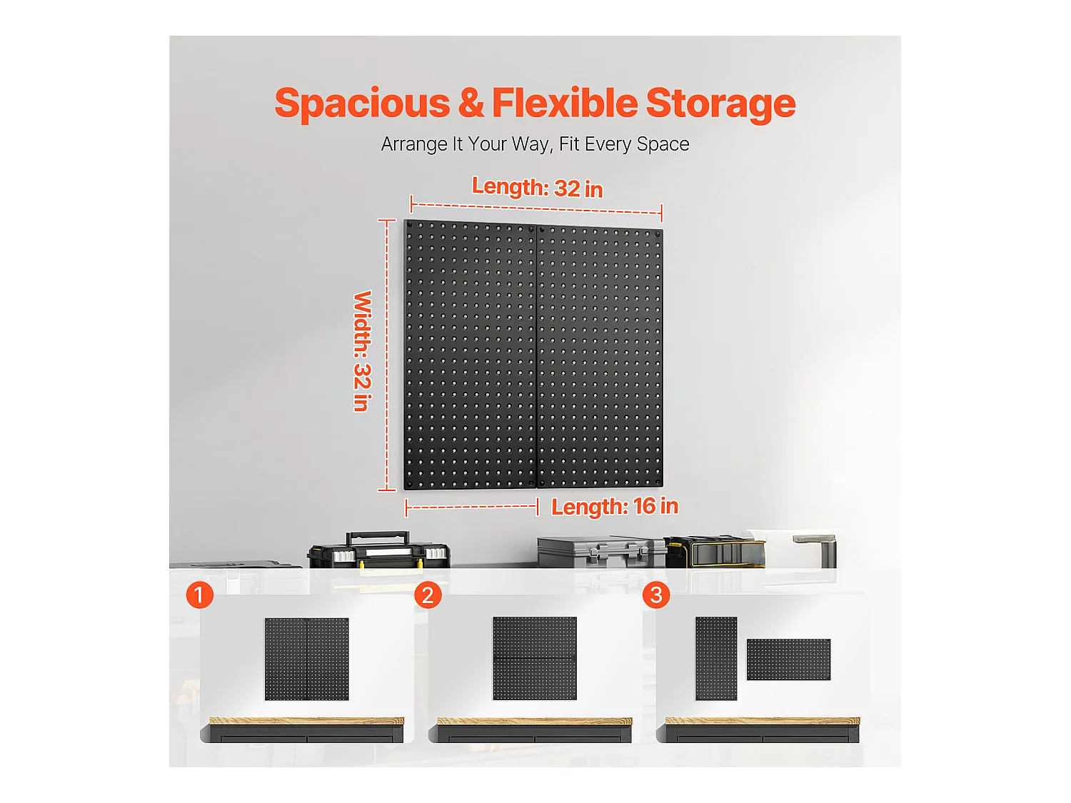 Painéis Perfurados em Metal SucceBuy, 2 Painéis, 812,8x406,4 mm, para Ferramentas de Garagem