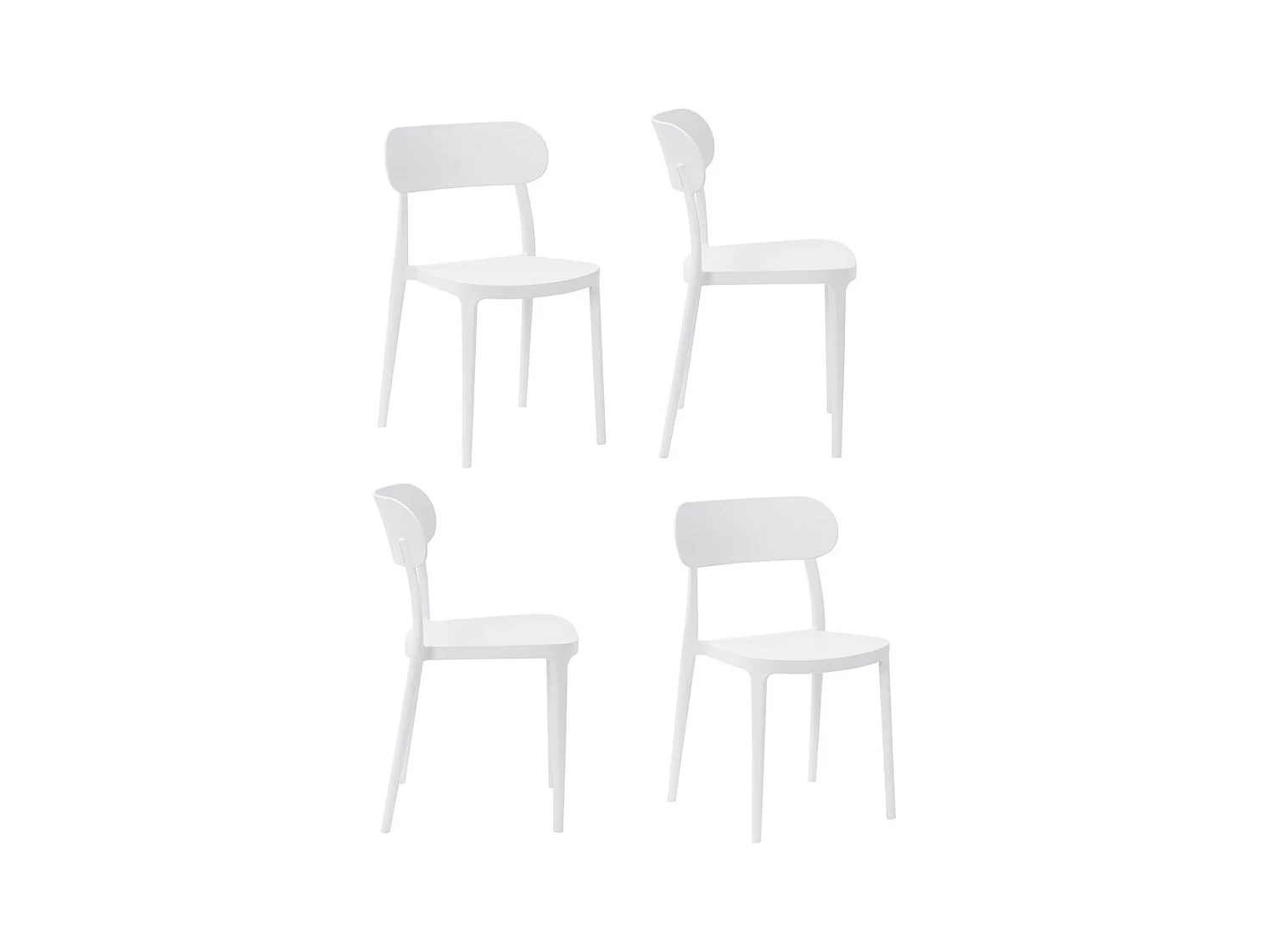 Pack de 4 sillas de 80x51x48 cm de polipropileno de alta resistencia en color blanco Fiore