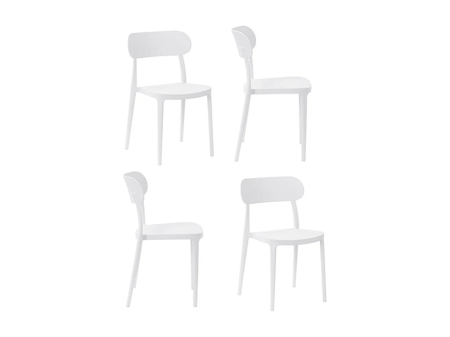 Pack de 4 sillas de 80x51x48 cm de polipropileno de alta resistencia en color blanco Fiore