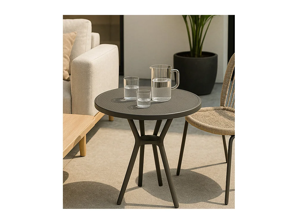 Pack de 2 mesas auxiliares de 75x65x65 cm de polipropileno en color gris Gaia