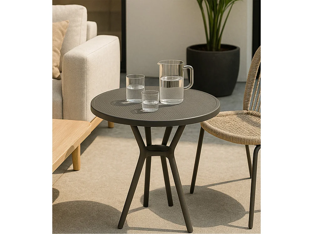 Pack de 2 mesas auxiliares de 75x65x65 cm de polipropileno en color gris Gaia