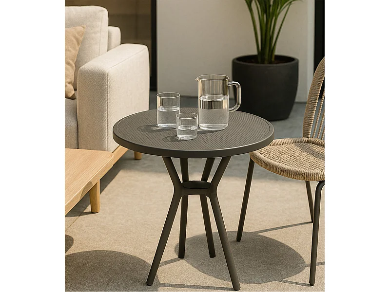 Pack de 2 mesas auxiliares de 75x65x65 cm de polipropileno en color gris Gaia