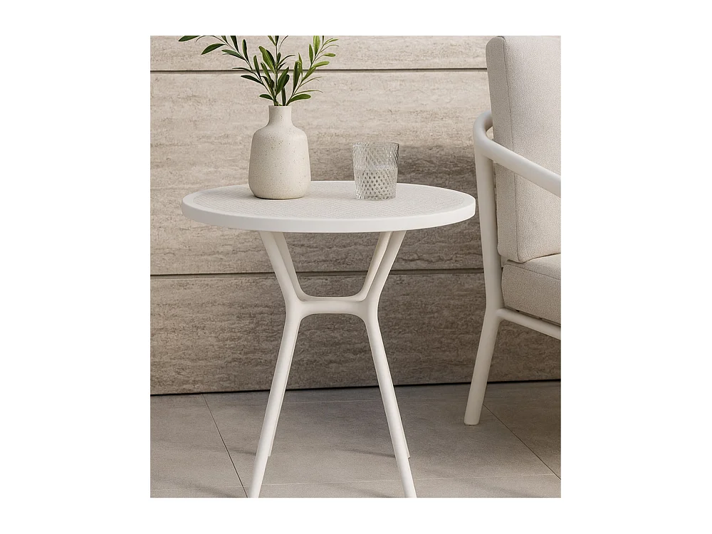 Pack de 2 mesas auxiliares de 75x65x65 cm de polipropileno en color blanco Gaia