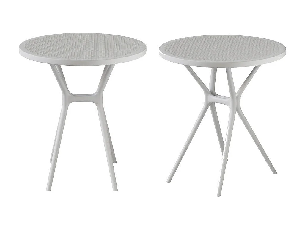 Pack de 2 mesas auxiliares de 75x65x65 cm de polipropileno en color blanco Gaia