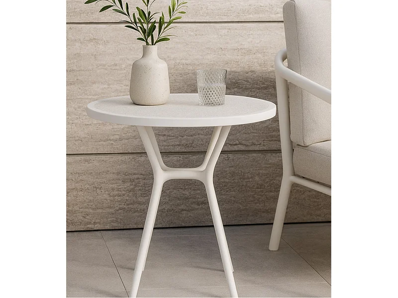 Pack de 2 mesas auxiliares de 75x65x65 cm de polipropileno en color blanco Gaia