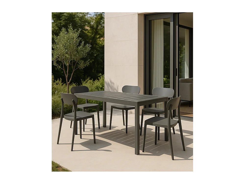 Mesa de comedor para interior o exterior de 75x120x80 cm en color gris Merber