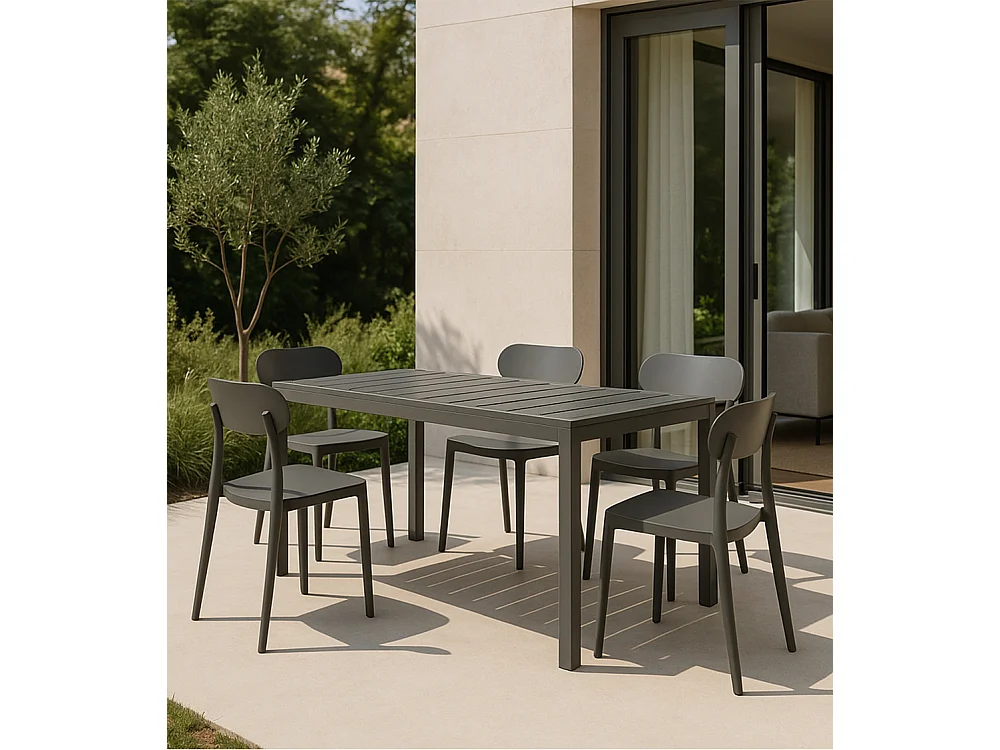 Mesa de comedor para interior o exterior de 75x120x80 cm en color gris Merber