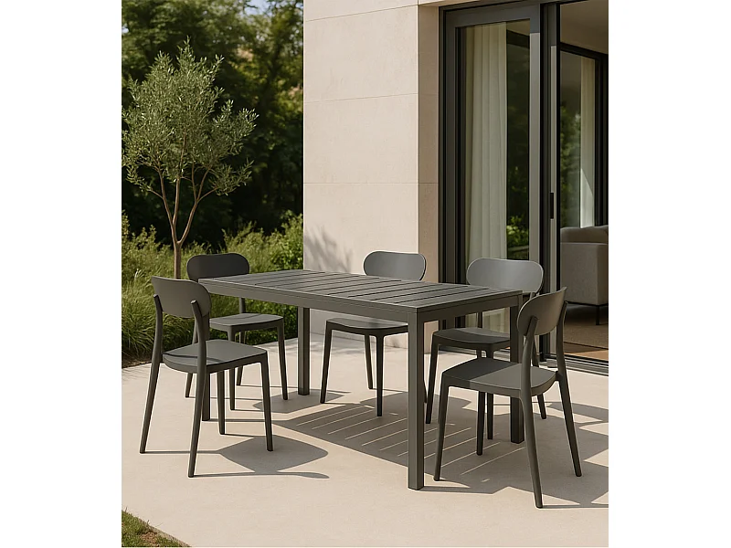 Mesa de comedor para interior o exterior de 75x120x80 cm en color gris Merber