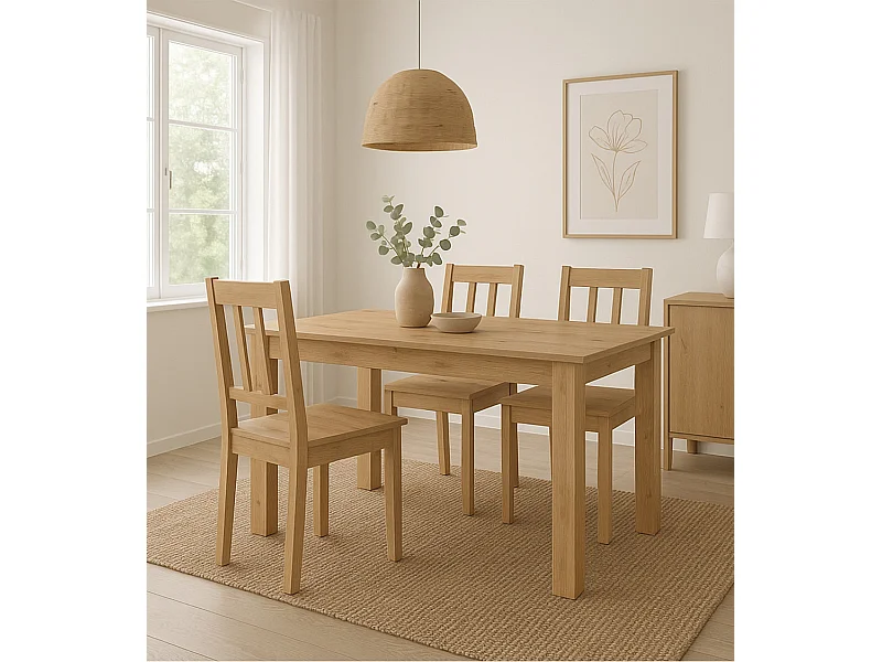 Mesa de comedor extensible de 76x120-160x80 cm de tablero laminado sintético roble Nerea