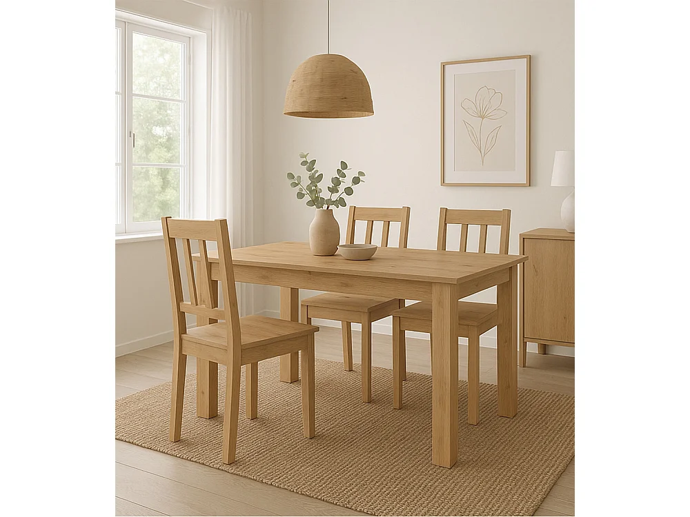 Mesa de comedor extensible de 76x120-160x80 cm de tablero laminado sintético roble Nerea