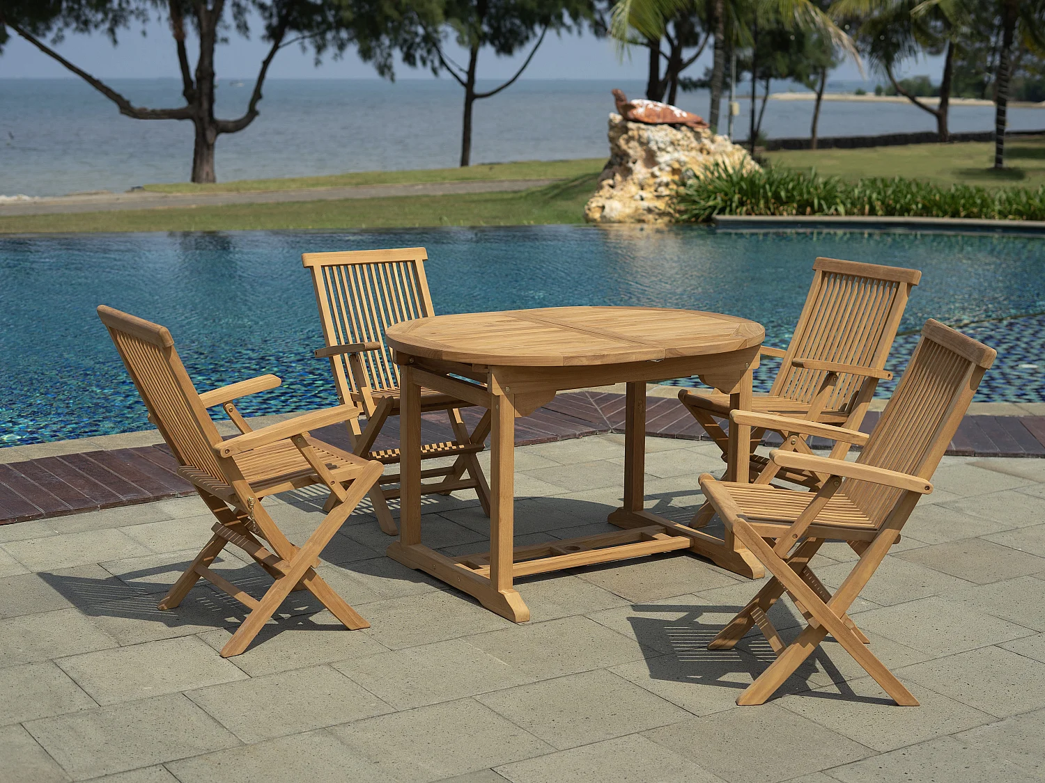 Lot de 2 fauteuils pliants  - Teck - BYBLOS II de MYLIA