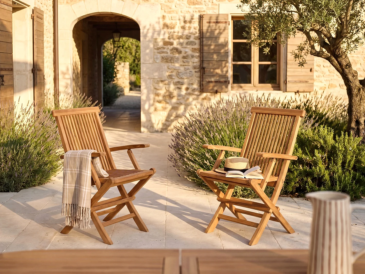 Sessel 2er-Set - klappbar - Teakholz - BYBLOS II von MYLIA