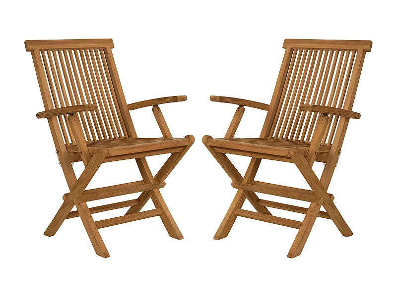 Lot de 2 fauteuils pliants  - Teck - BYBLOS II de MYLIA