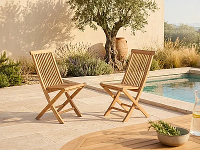 Set of 2 folding chairs - Teak - BYBLOS II by MYLIA