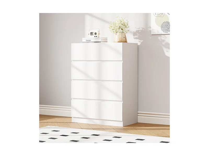 Commode 4 Tiroirs - avec mécanisme de fermeture en douceur - meuble de rangement - 70x40x96cm