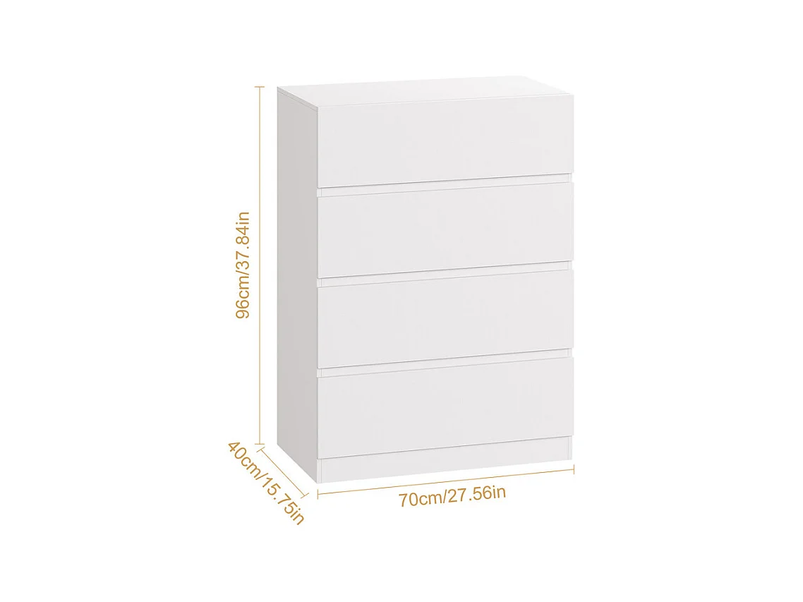 Commode 4 Tiroirs - avec mécanisme de fermeture en douceur - meuble de rangement - 70x40x96cm