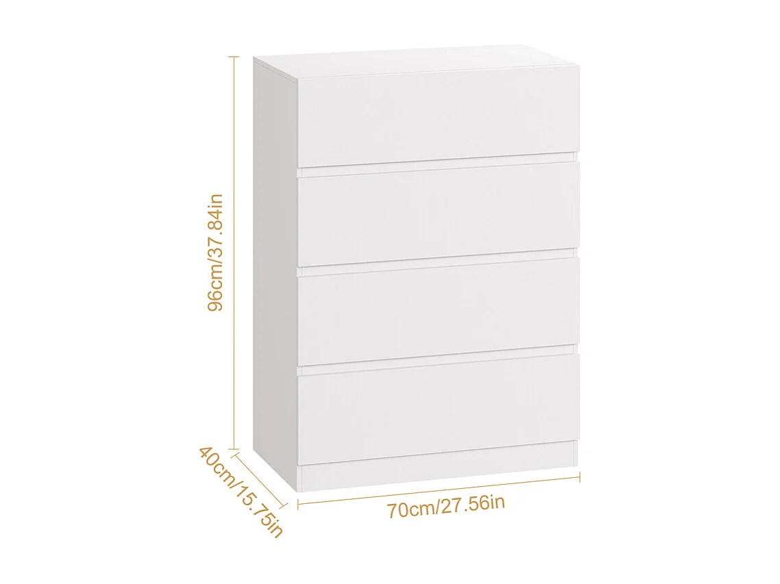 Commode 4 Tiroirs - avec mécanisme de fermeture en douceur - meuble de rangement - 70x40x96cm