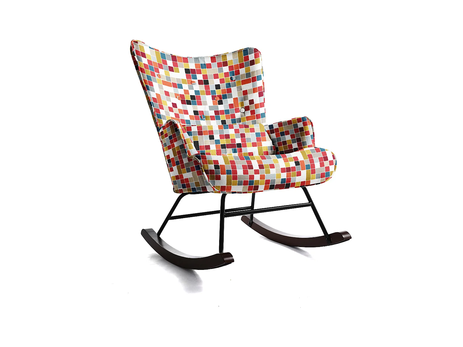 HOMEMIYN Schommelstoel: Kunstlinnen stof, kleurrijk mozaïekpatroon - 91X67X86CM